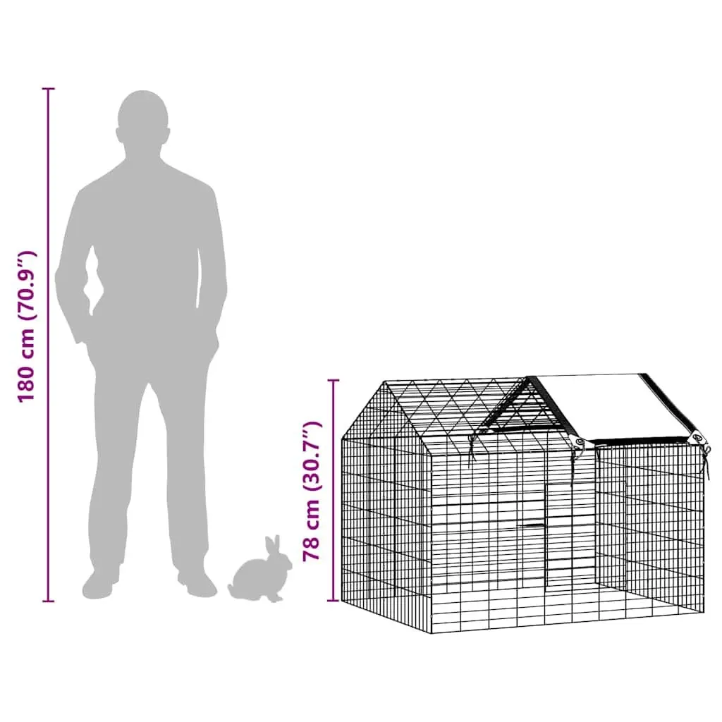 Rabbit Cage Galvanised Steel Weatherproof Outdoor 100 x 78 x 78 cm Silver