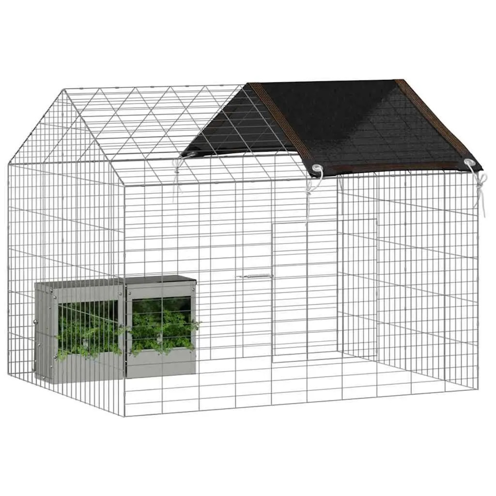 Rabbit Cage Galvanised Steel Weatherproof Outdoor 100 x 78 x 78 cm Silver