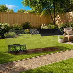 Rabbit Cage Outdoor Silver 200 x 78 x 78 cm Galvanised Steel Garden Pet Habitat