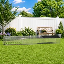 Rabbit Cage Outdoor Silver 600x78x78cm Galvanised Steel Garden Hutch Pet Habitat