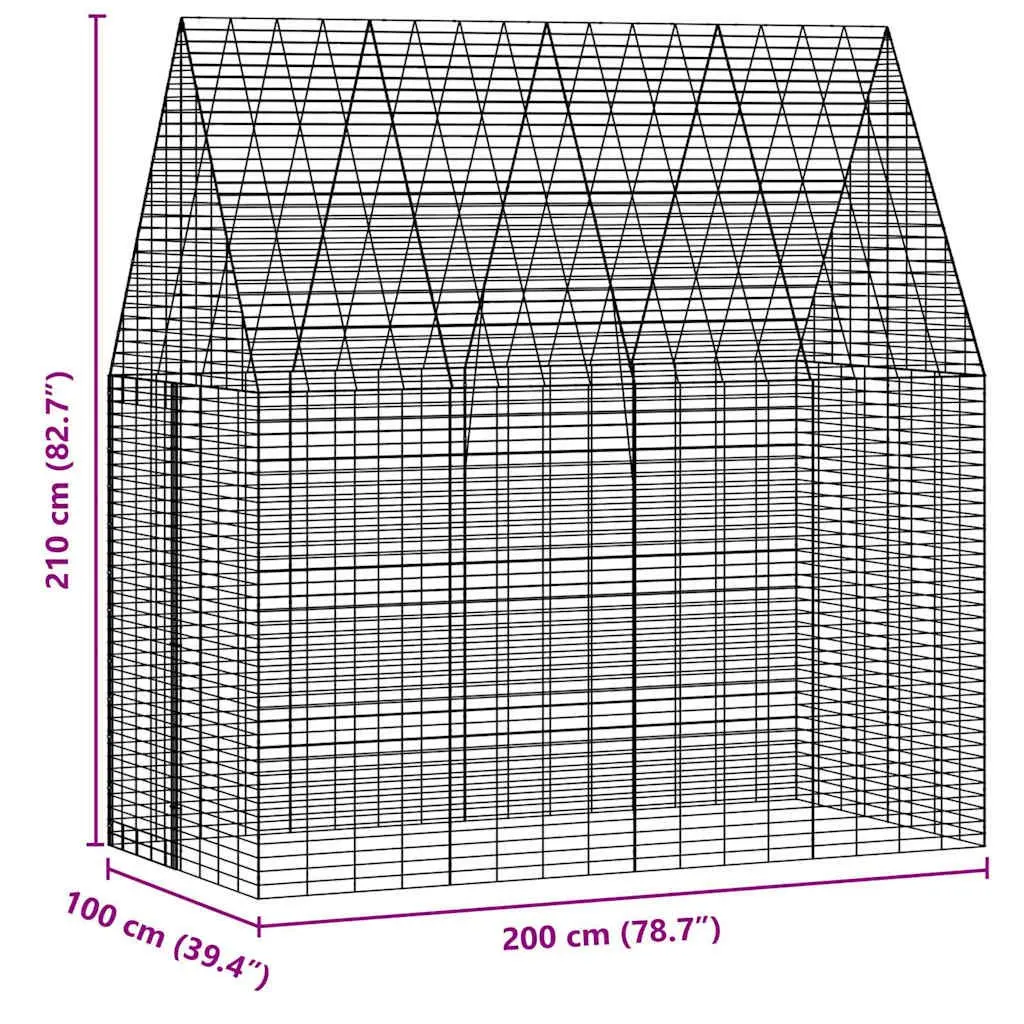 Rabbit Cage Galvanised Steel Outdoor Hutch 200x100x210cm Silver