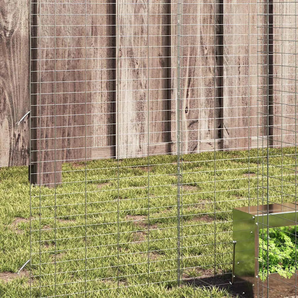 Outdoor Rabbit Cage Galvanised Steel Silver