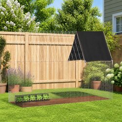 Small Animal Outdoor Habitat Rabbit Guinea Pig Hamster Cage Silver 300x100x210cm