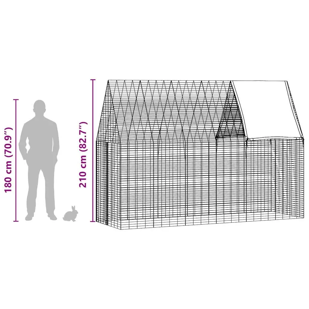 Small Animal Outdoor Habitat Galvanised Steel 300x100x210cm Silver