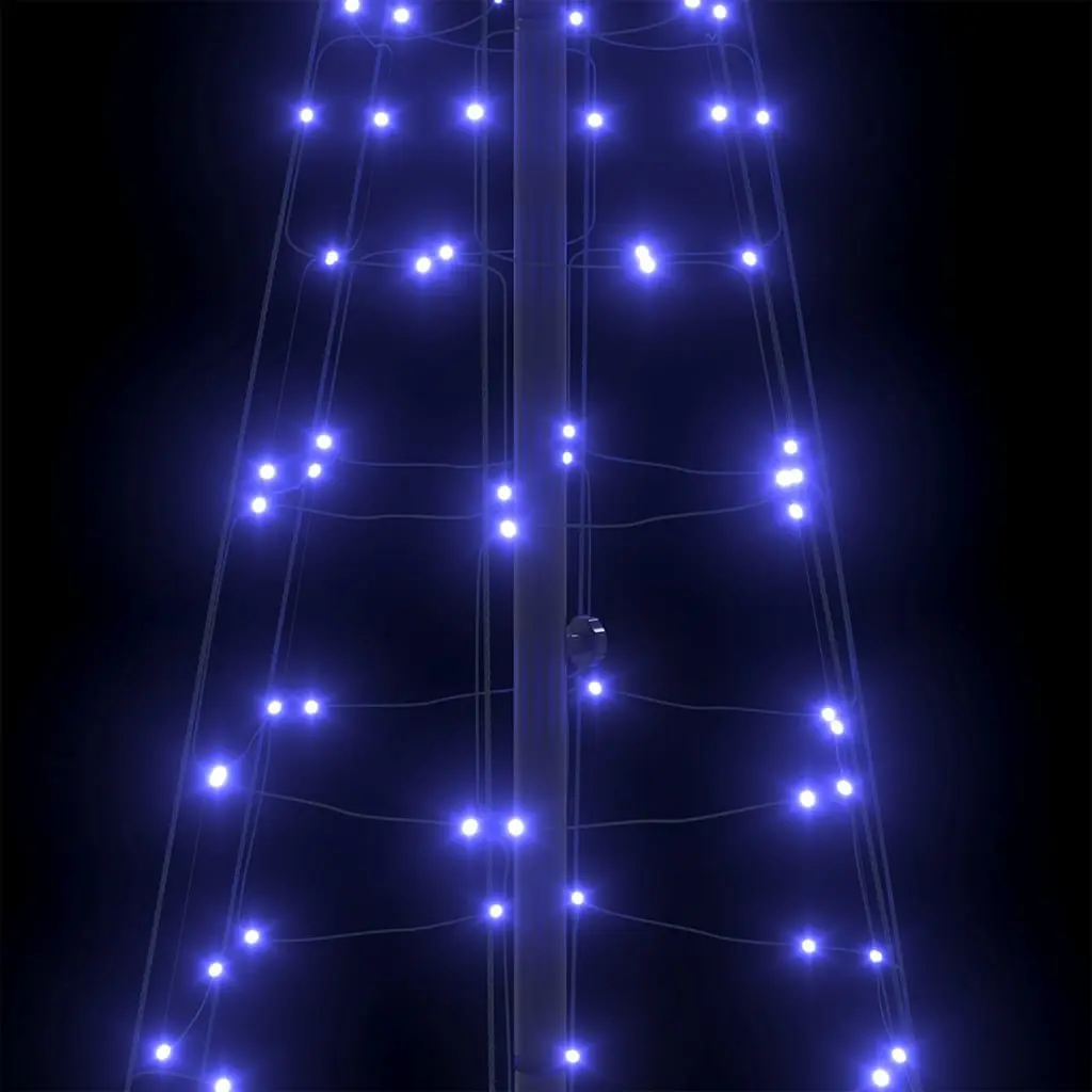 LED Christmas Tree 250cm Blue Iron Frame with Ground Spikes 8 Flash Modes Indoor Outdoor