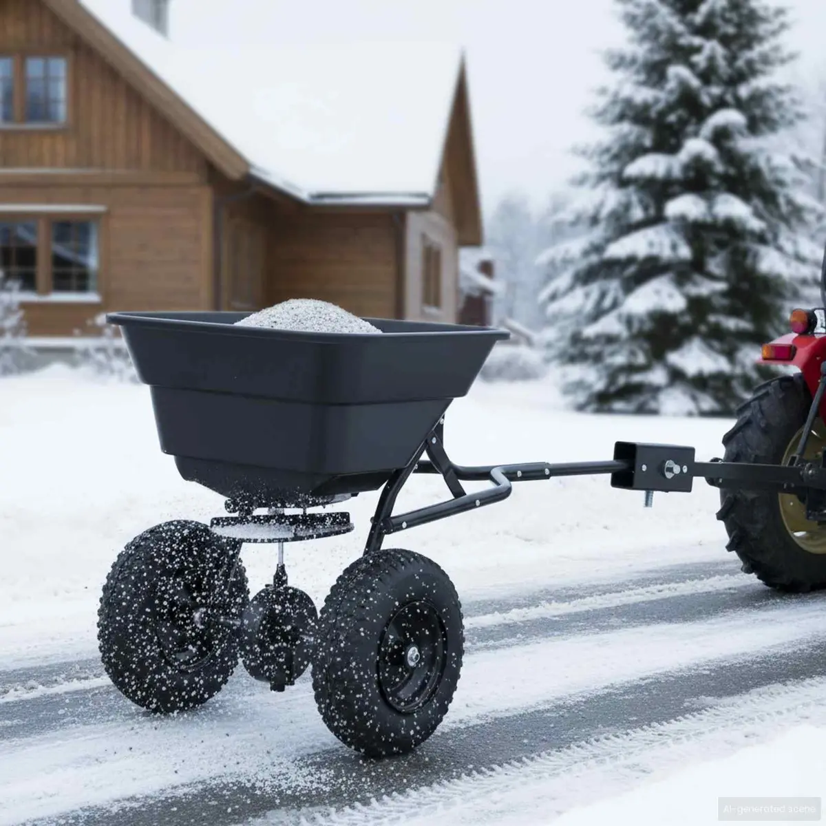 Spreader 53 x 108 x 74 cm Black Lawn Seed Fertiliser Garden Tool Outdoor