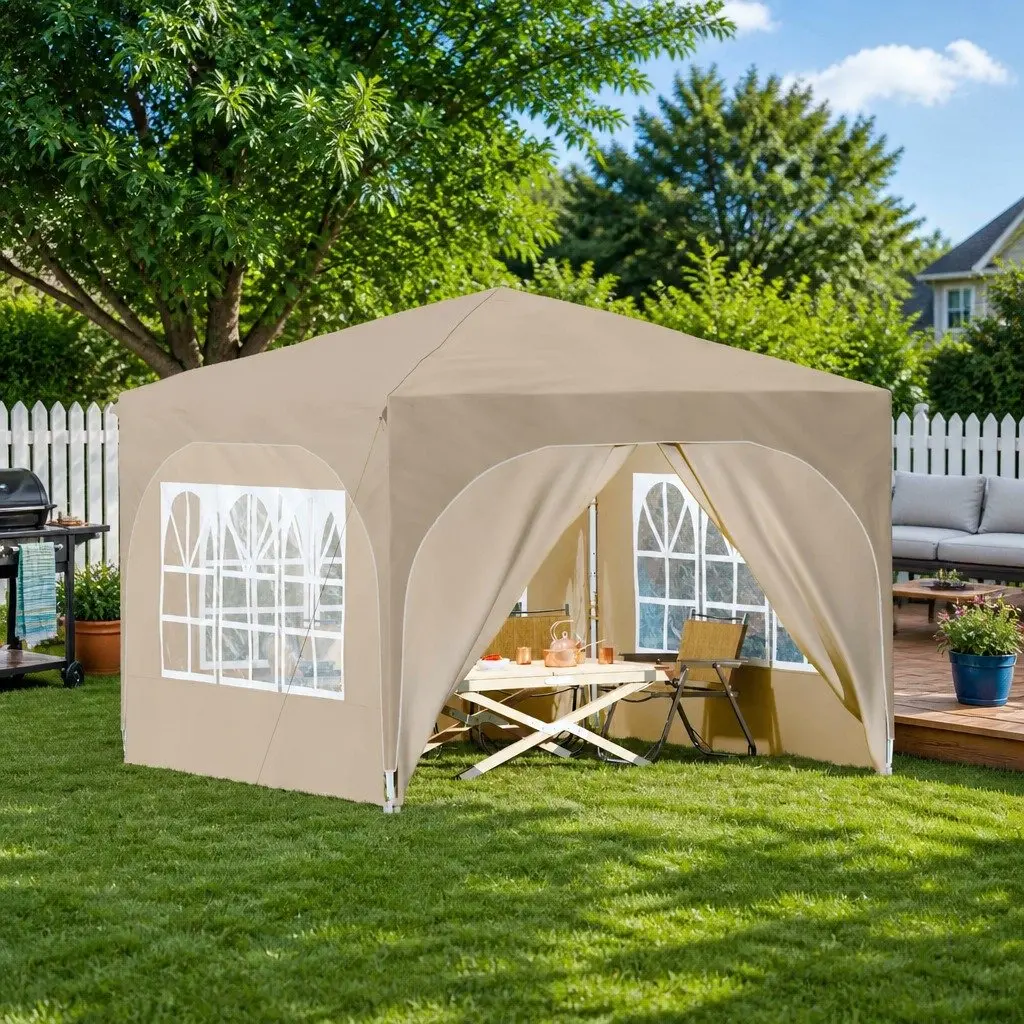 Pop-up Party Tent Adjustable Height 290x290cm Cream 210D Oxford Fabric