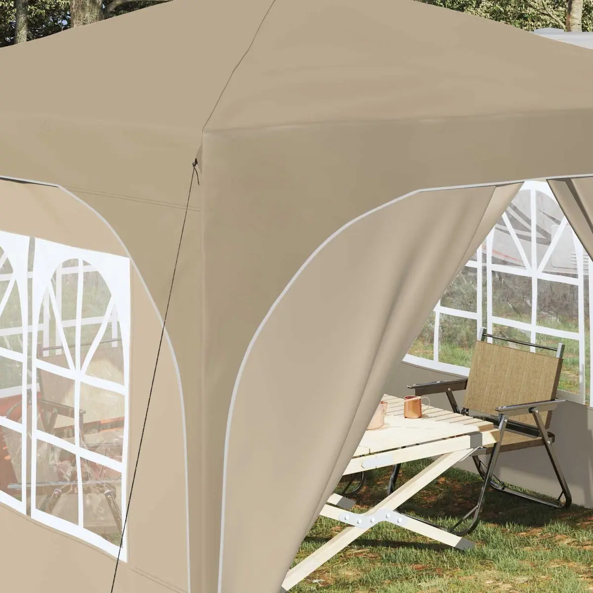 Pop-up Party Tent Adjustable Height 290x290cm Cream 210D Oxford Fabric