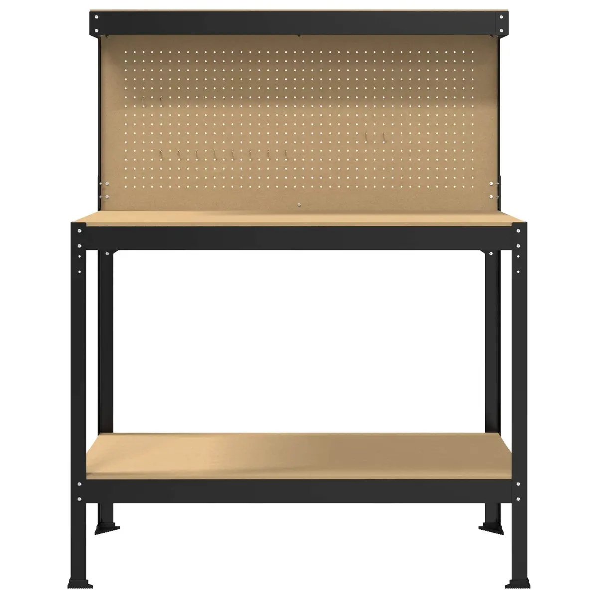 Workbench Engineered Wood Metal Frame 114 x 54 x 145 cm Black