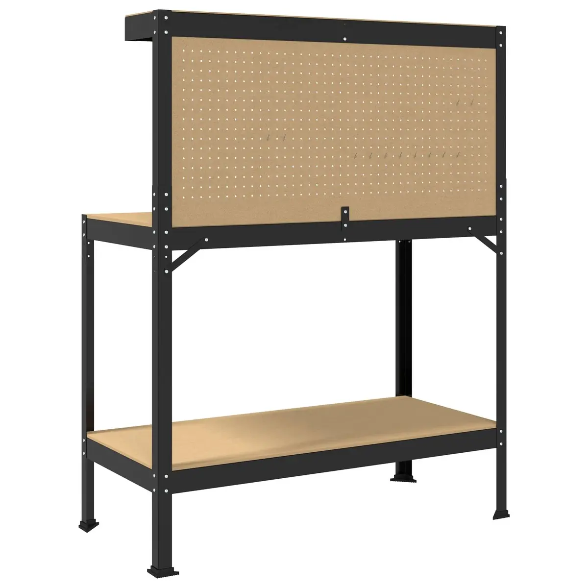 Workbench Engineered Wood Metal Frame 114 x 54 x 145 cm Black