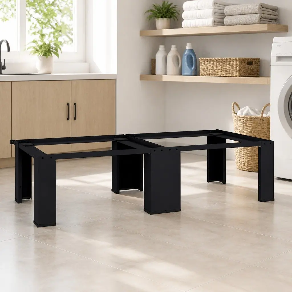 Washing Machine Pedestal Riser Elevated Laundry Stand Steel Frame Black 2 Pack