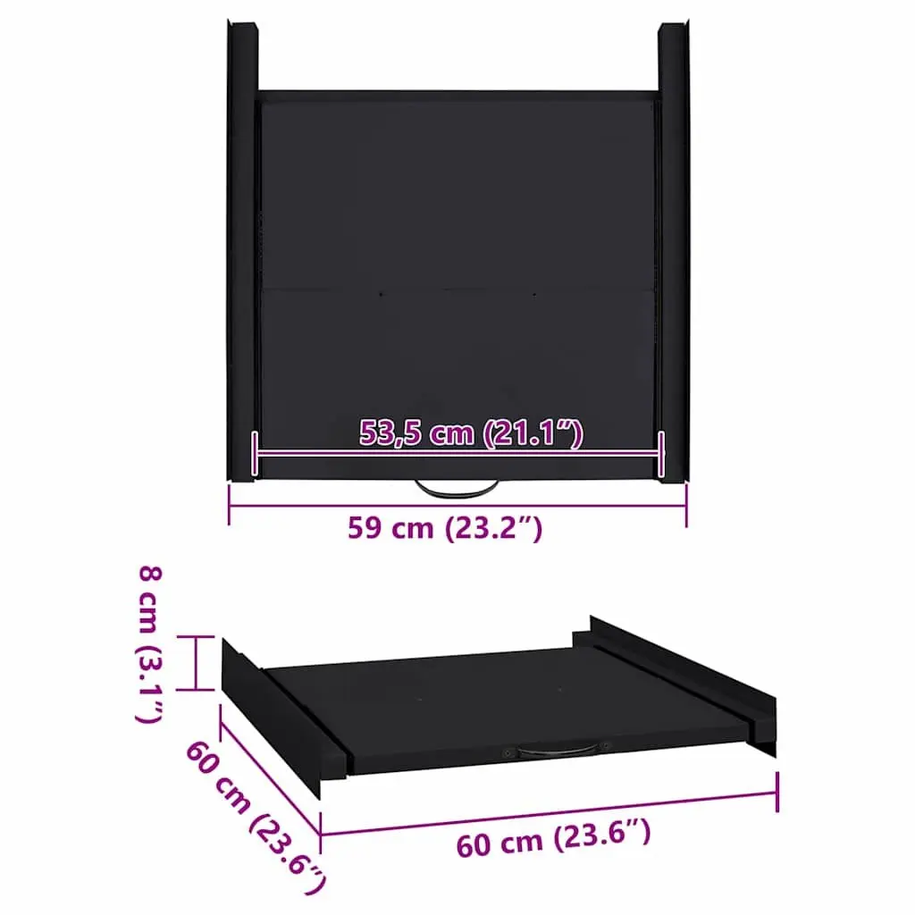Washing Machine Intermediate Shelf Steel Storage Organizer 60x60x8 cm Black