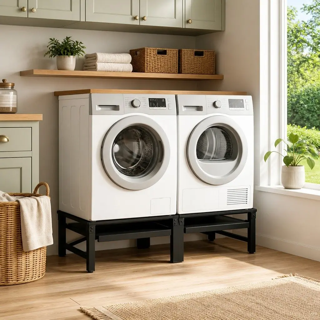 Washing Machine Pedestal 2 pcs Black Laundry Room Bathroom Appliance Riser