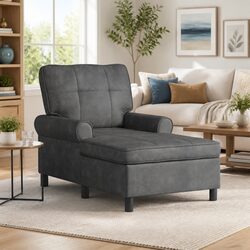 Chaise Lounge Chair with Cushion Black Modern Relaxing Furniture Seat