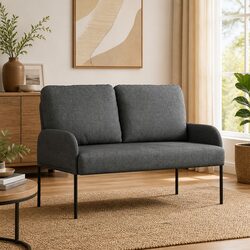 Modern Grey Sofa 110cm Dark Living Room Furniture Plywood Metal Frame Track