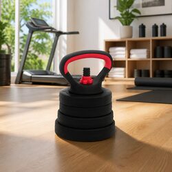 Adjustable Dumbbell Barbell Kettlebell 4-in-1 Home Gym Weight Set 20kg Black