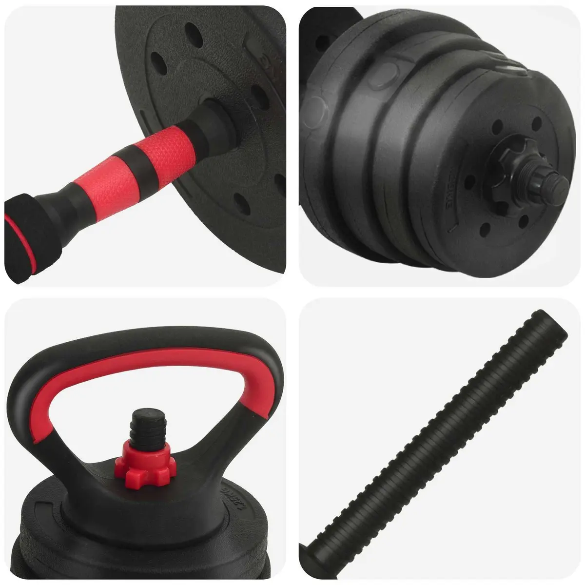 Adjustable Dumbbell Set 30kg Home Gym Weight Training Black PVC Iron Sand