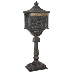 Standing Mailbox Bronze Vintage Garden Decor Post Box Elegant Outdoor Letter Box
