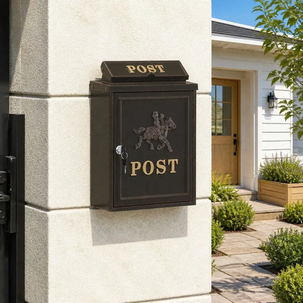 Wall Mounted Mailbox Vintage Bronze Cast Aluminium Outdoor Letter Security Box