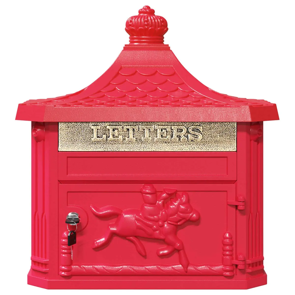 Wall Mounted Mailbox Red Vintage Retro Post Letter Box Garden Outdoor Decor