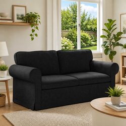 Modern Sofa Black 175 x 82 x 80 cm Modular Fabric Couch Living Room Furniture