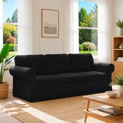 Modern Sofa Black Modular Sectional Living Room Furniture Deep Comfortable Seats