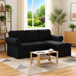 Modern Sofa Black 195x138x80cm Fabric Living Room Bedroom Lounge Couch Settee