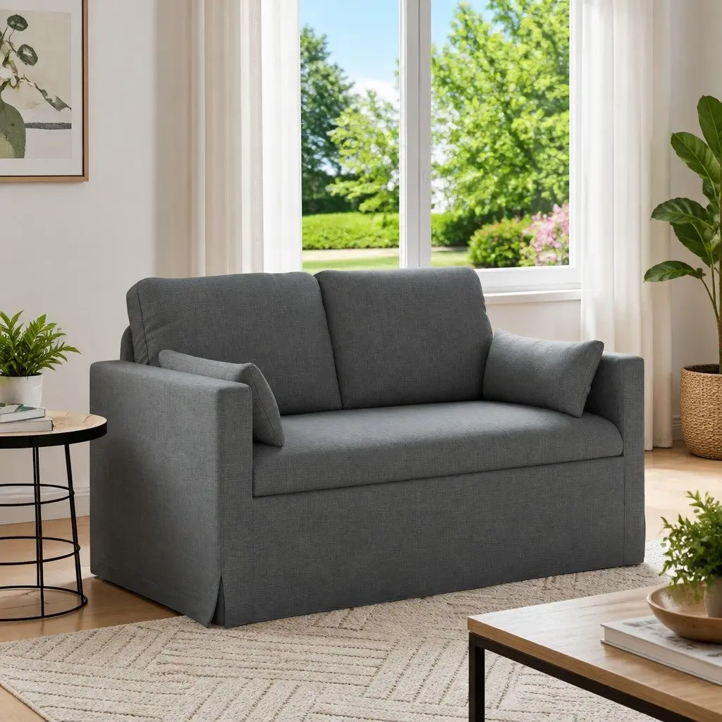 Fabric Sofa Modern Sectional Lounge 139cm Wide Grey