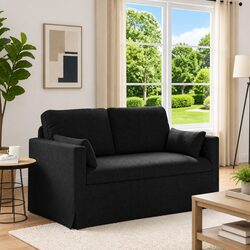 Black Fabric Sofa 139x78x80cm Modular Lounge Seating Living Room Furniture