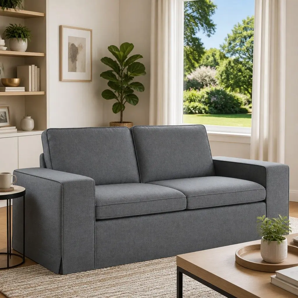 Sofa Dark Grey Fabric Modular Sectional Lounge Couch Adjustable Living Room