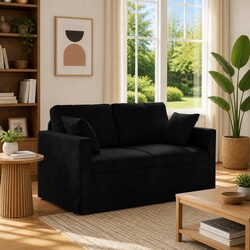 Black Velvet Sofa Modern Lounge Couch Modular Design Living Room Furniture 138cm
