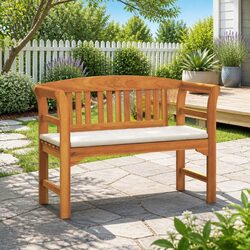 Outdoor Rose Bench Garden Patio Seating Hand-Carved Solid Wood Acacia Furniture