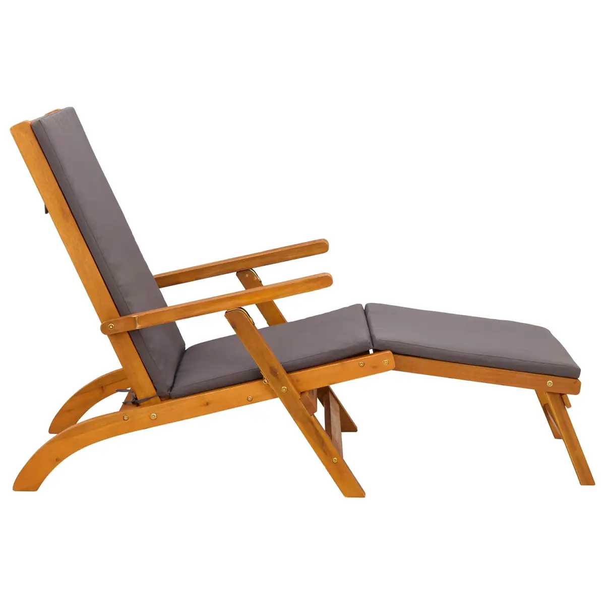 Reclining Sun Lounger Folding Garden Outdoor Chair Solid Acacia Wood Brown