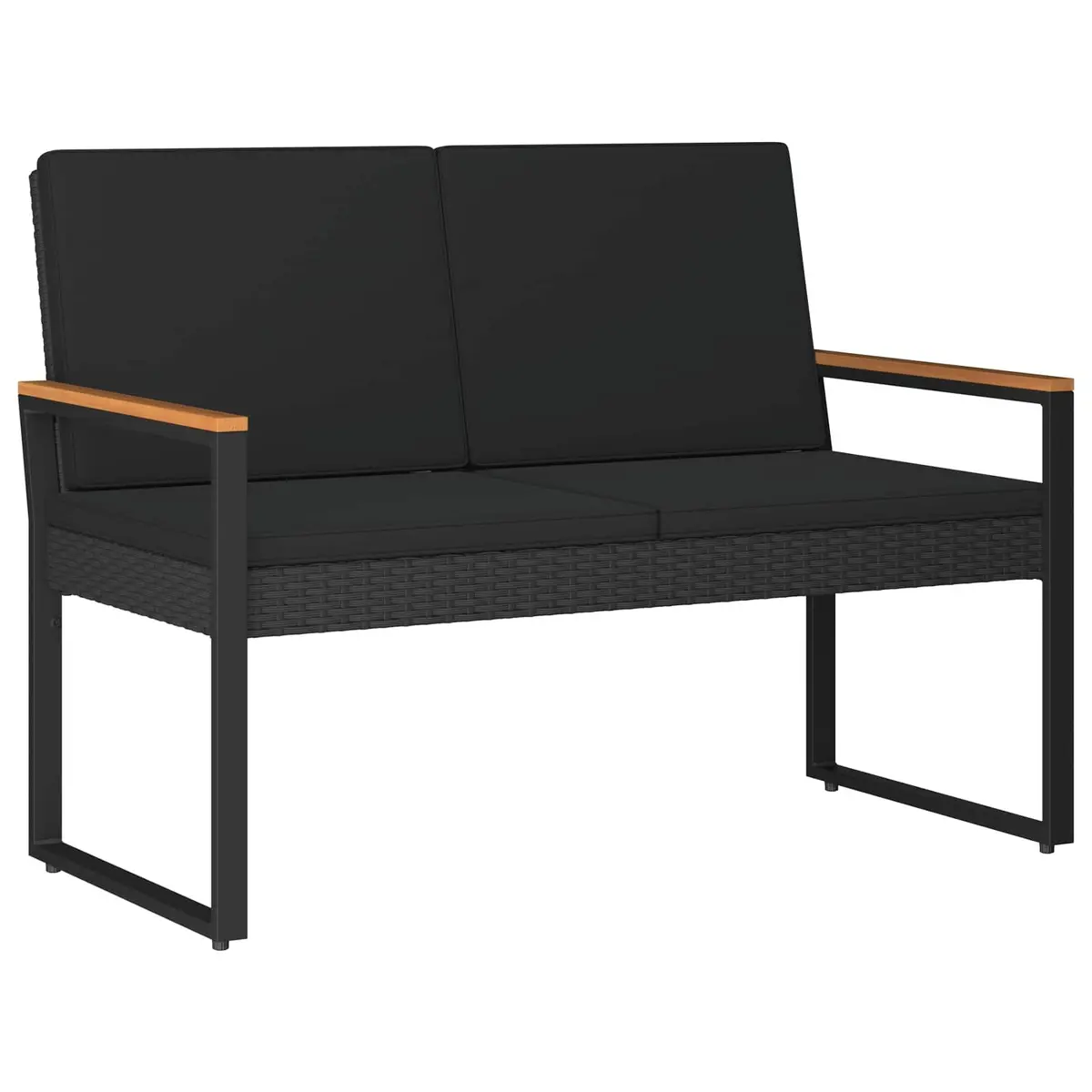 Outdoor Furniture Set 4 Piece Black Poly Rattan Garden Patio Lounge Dining
