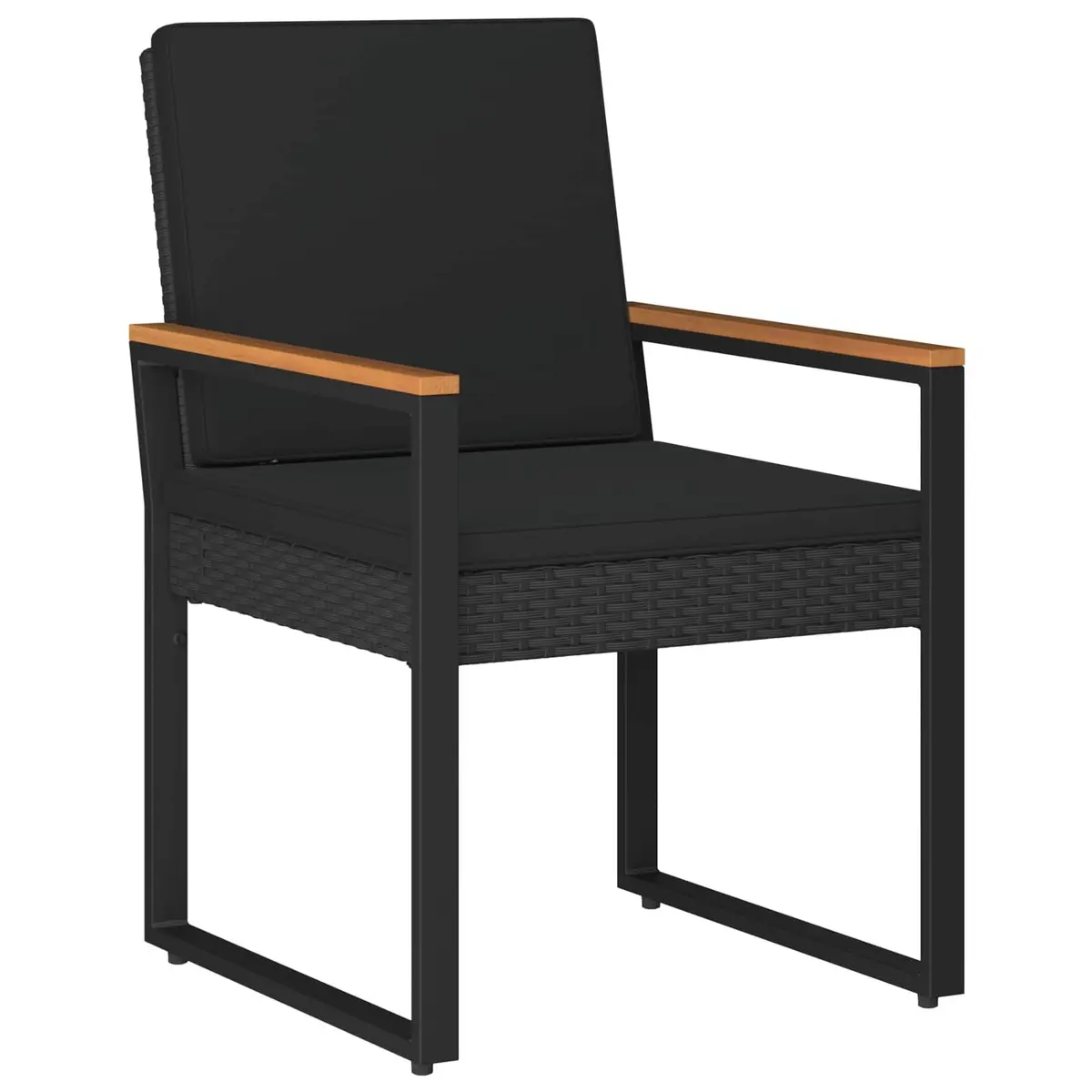 Outdoor Furniture Set 4 Piece Black Poly Rattan Garden Patio Lounge Dining