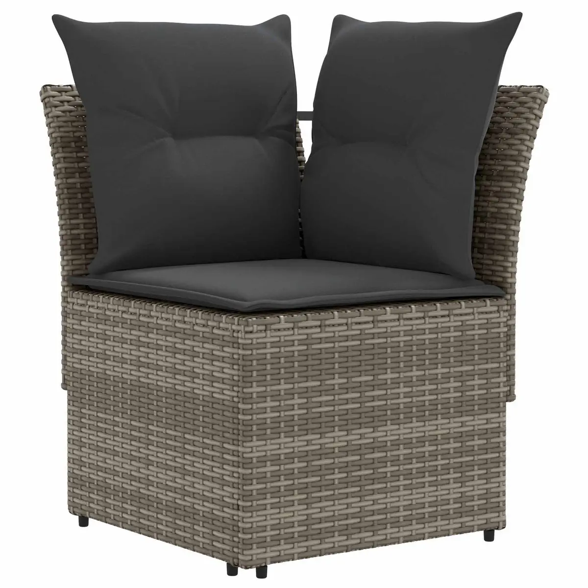 Outdoor Sectional Sofa Set Modular 2-Piece Armrest and Corner Seating Grey PE Rattan