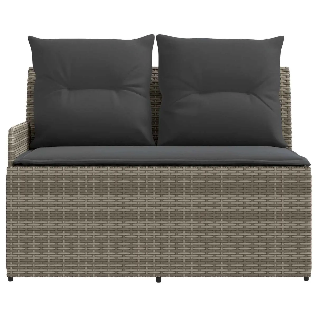 Outdoor Sectional Sofa Set Modular 2-Piece Armrest and Corner Seating Grey PE Rattan