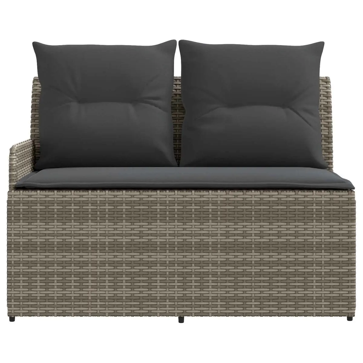 Garden Armrest Sofa with Lift-up Table 2 Piece PE Rattan Outdoor Lounge Set Grey
