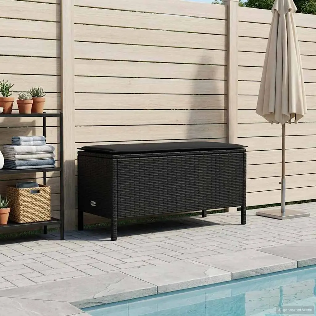 Footstool Removable Pillow Indoor Outdoor Seating Black 80x38x45cm