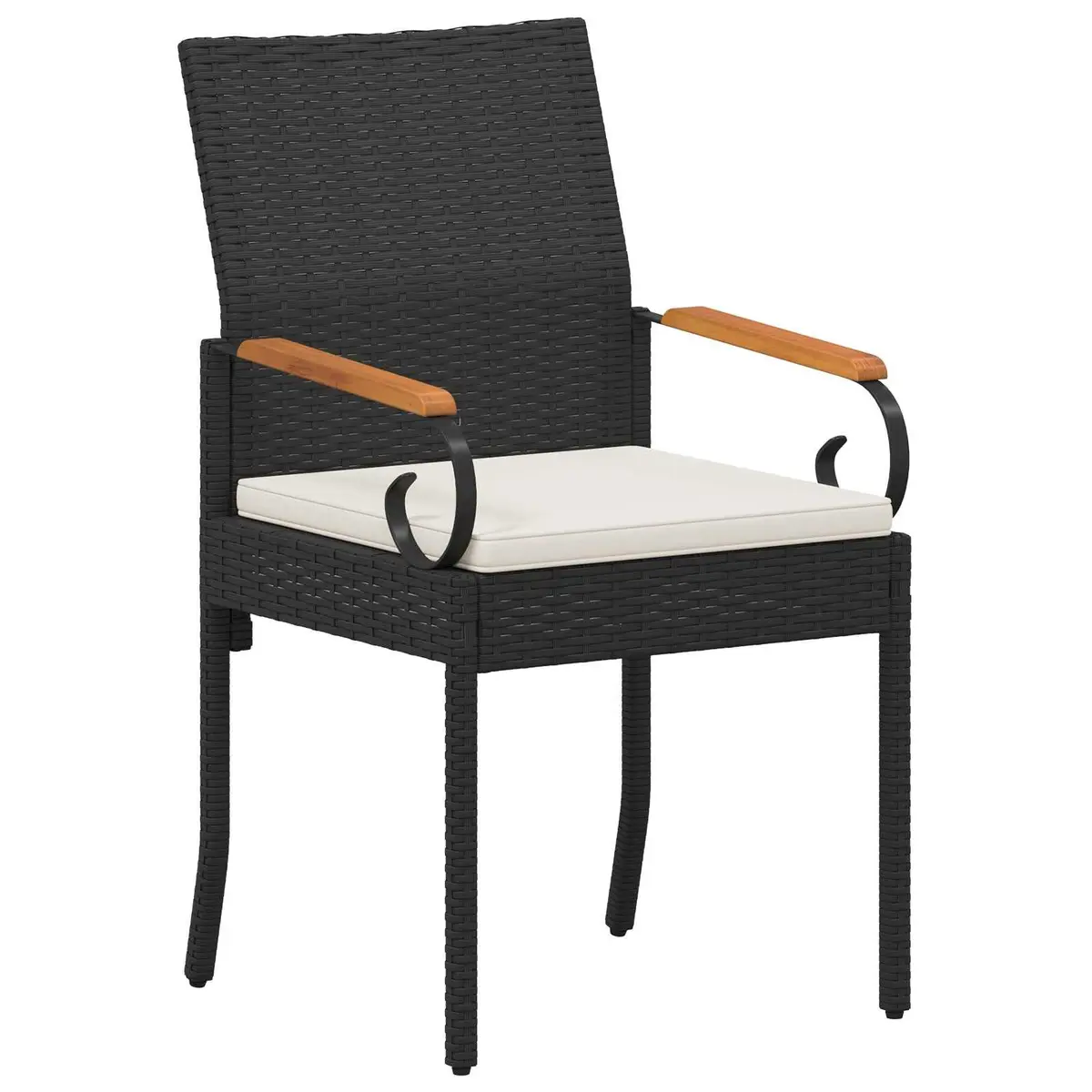 Outdoor Chairs Set of 4 Poly Rattan Garden Seating with Cushions Black