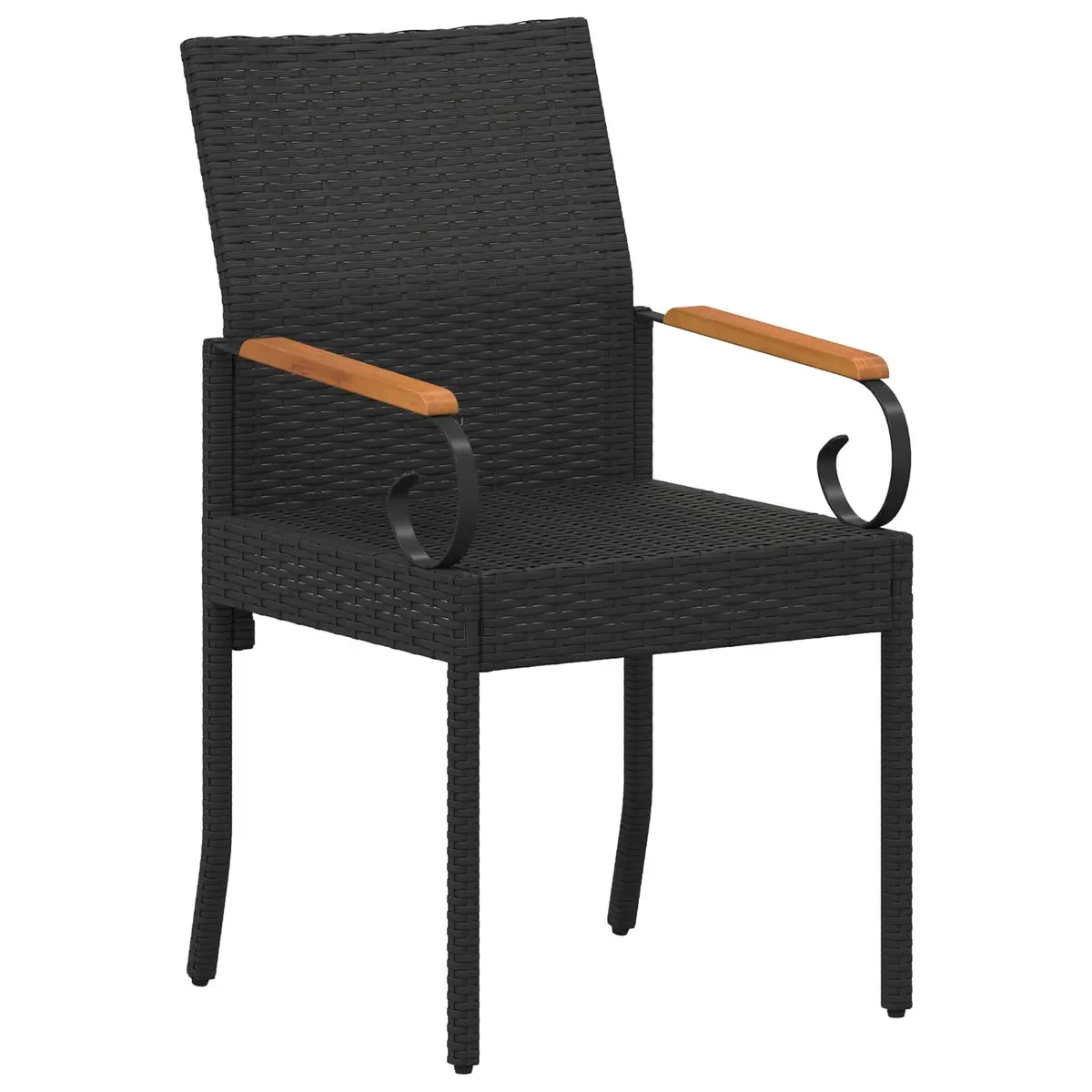 Outdoor Chairs Set of 4 Poly Rattan Garden Seating with Cushions Black