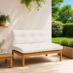 Outdoor Sectional Sofa Middle Unit Garden Acacia Wood Natural Cream White