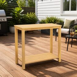 Garden Console Table with Storage Shelves Outdoor Furniture Brown Rustic Design