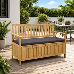 Outdoor Storage Bench 2-Seater 120x63x84cm Garden Patio Seat with Hidden