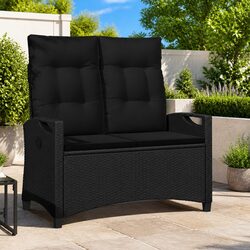 Outdoor Garden Bench Black Reclining Chair Patio Seating Lounger Adjustable