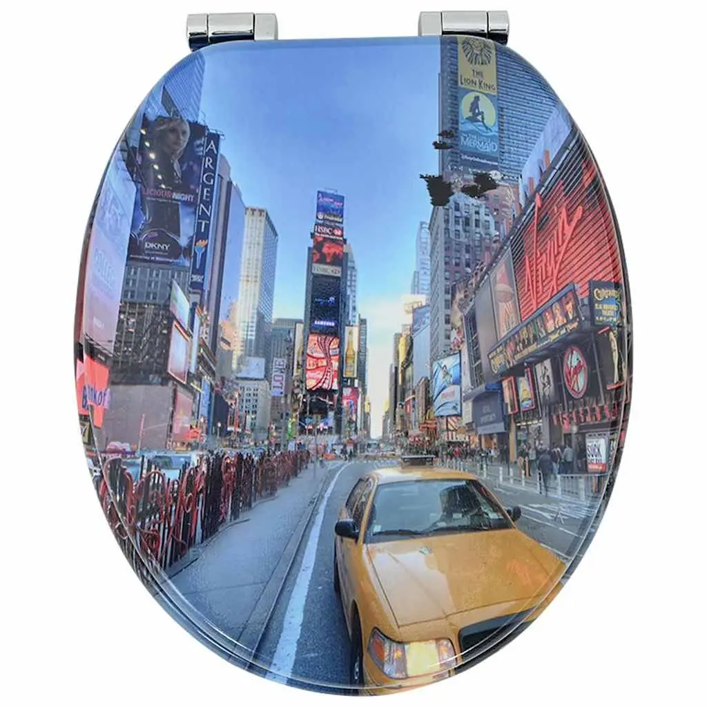 Soft-Close Toilet Seat MDF Board 44 x 38 cm Multicolour Bathroom Fixture