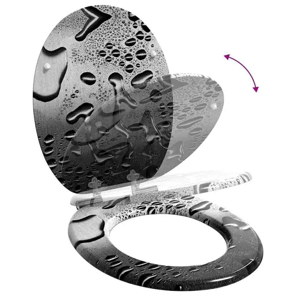 Toilet Seat Soft-Close Grey MDF Board 44 x 38 cm