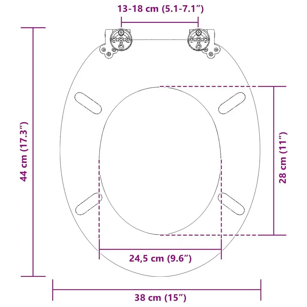 Toilet Seat Soft-Close Grey MDF Board 44 x 38 cm