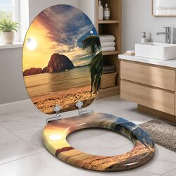 Soft-Close Toilet Seat Orange 44 x 38 cm MDF Bathroom Fixture Hardware