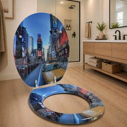 Soft-Close Toilet Seat Multicolour MDF Board Standard Fixing Bathroom Upgrade